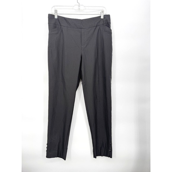N Touch Pants - N Touch Pants Black Pull On Button Hem Trousers Basic Workwear Office Size 14